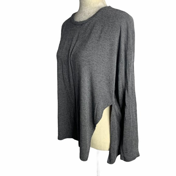 Stretch Knit Side Split Long Sleeve Top 36PE - Picture 3 of 5